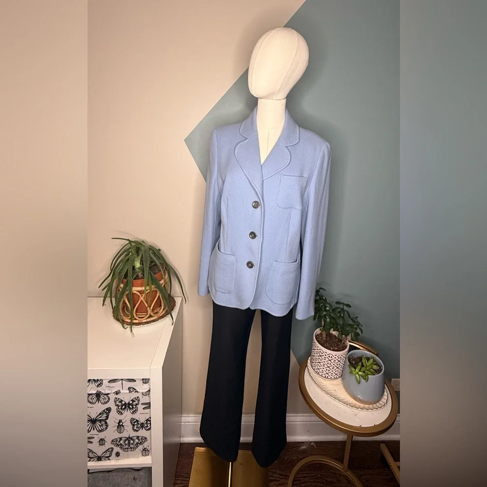 ESCADA Cashmere Blend Blazer 42 Skylight Blue Wool Tailored Jacket EU 42 US 12 - Picture 6 of 15